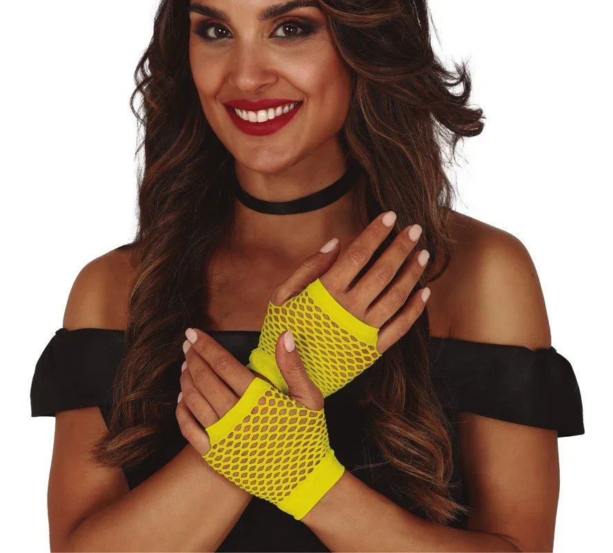 Guantes Amarillos de Rejilla Sin Dedos Guantes Guirca
