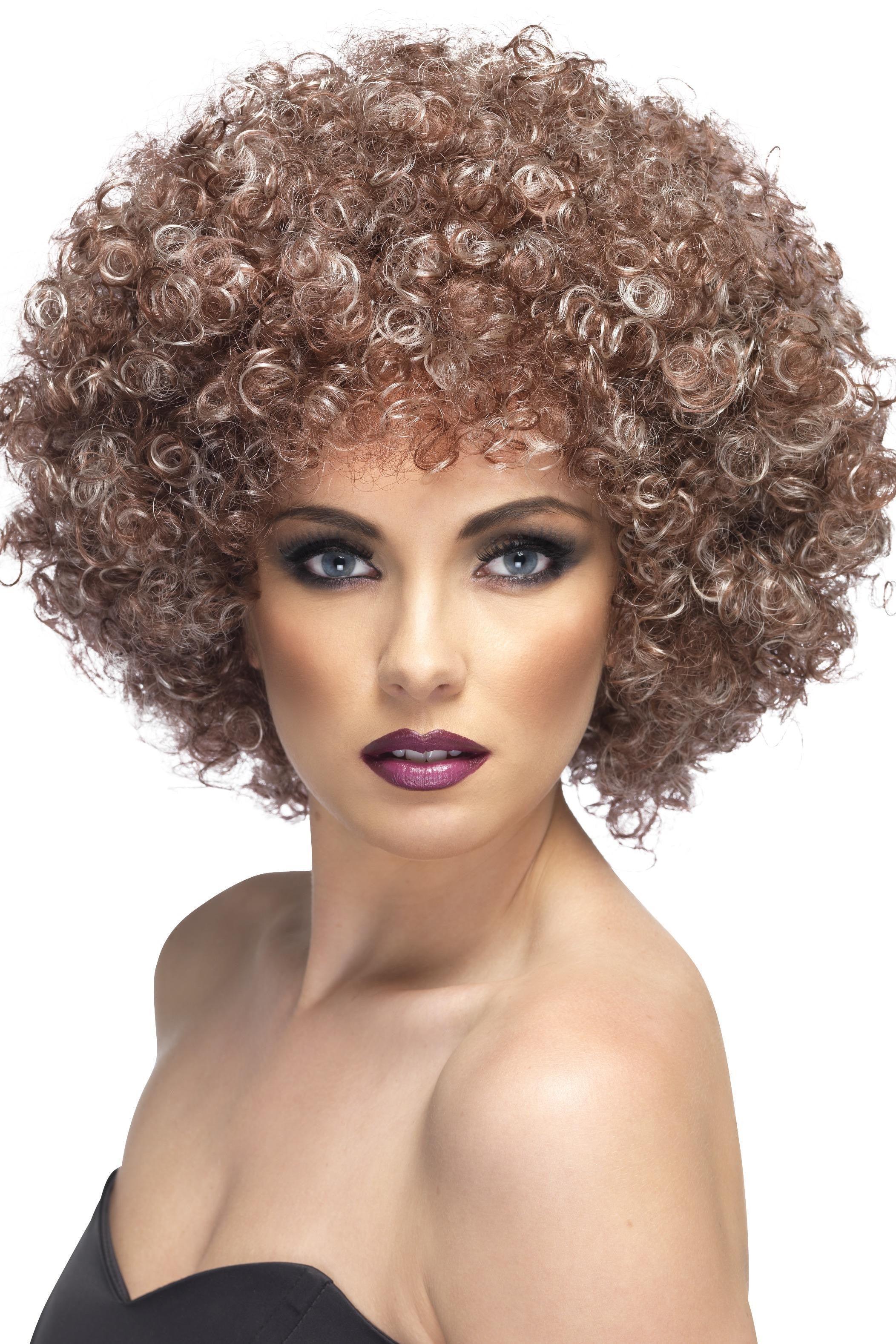 Peluca Afro Castaña con Mechas Rubias Pelucas Afro Smiffys