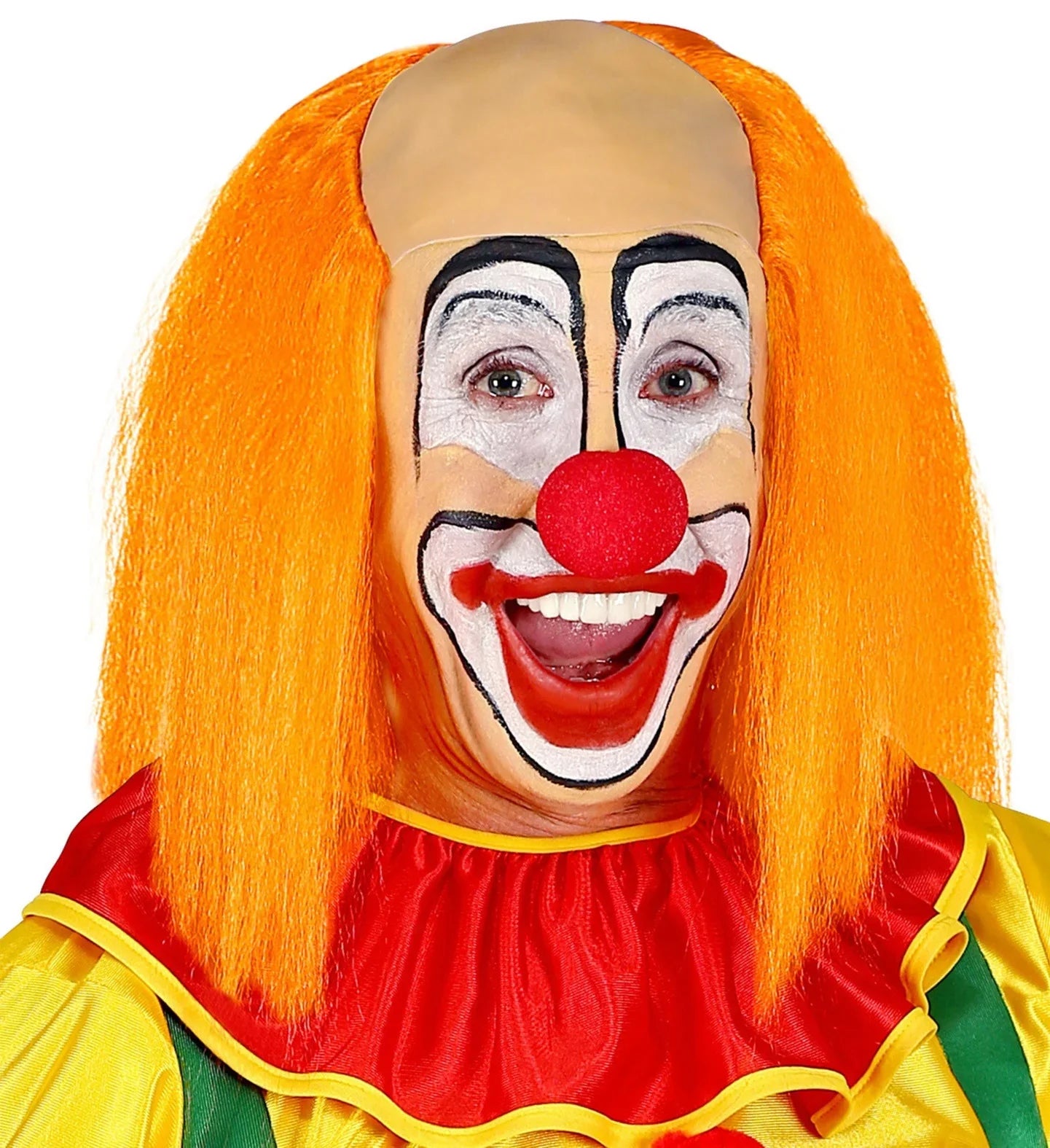 Peluca de Payaso Naranja Lisa con Calva Complementos Payasos Widmann