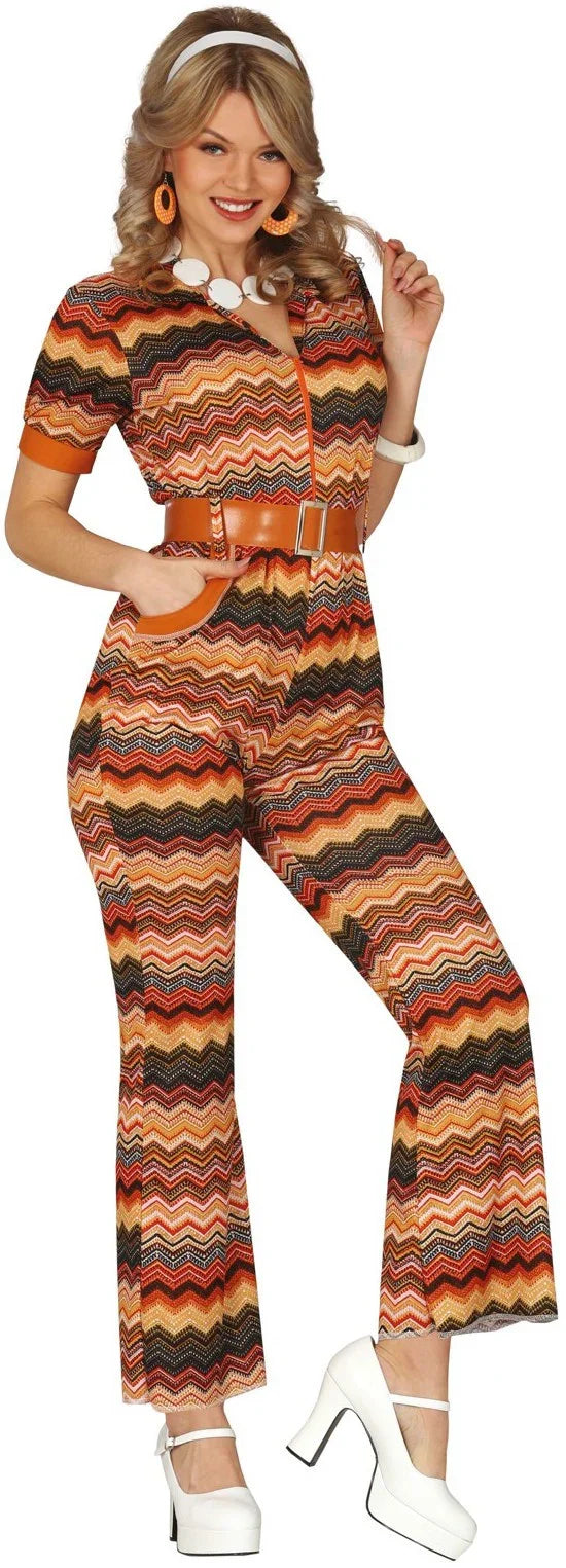 Disfraz Años 70 Marrón Estampado para Mujer Años 70 Guirca