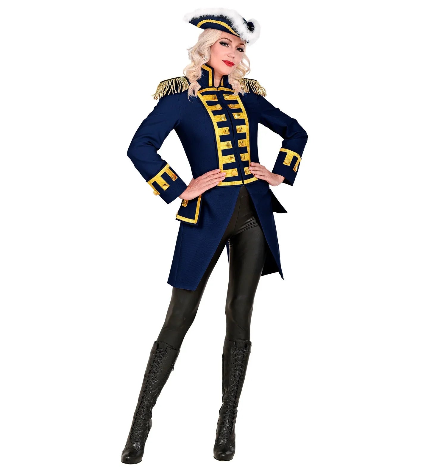 Chaqueta Azul con Pechera Dorada para Mujer Chaquetas, Chalecos y Camisas Widmann