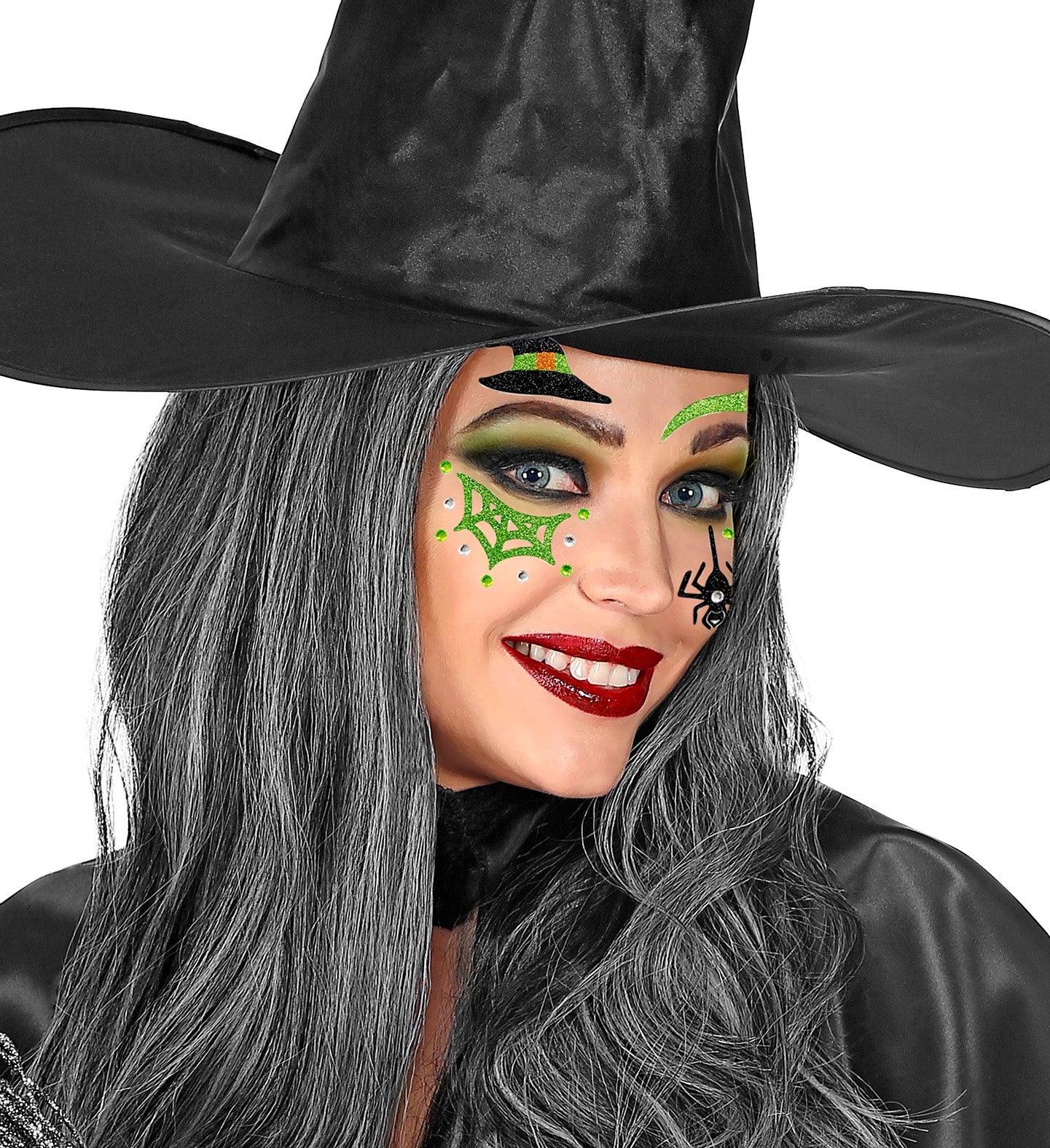 Set de Adhesivos de Bruja con Purpurina Kits de Maquillaje Widmann