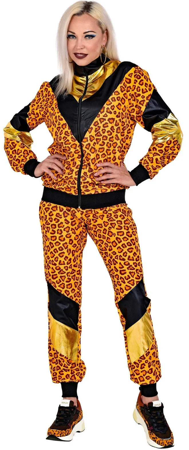 Disfraz Chándal de Táctel de Leopardo para Adulto Chándales de Táctel Años 80 Widmann
