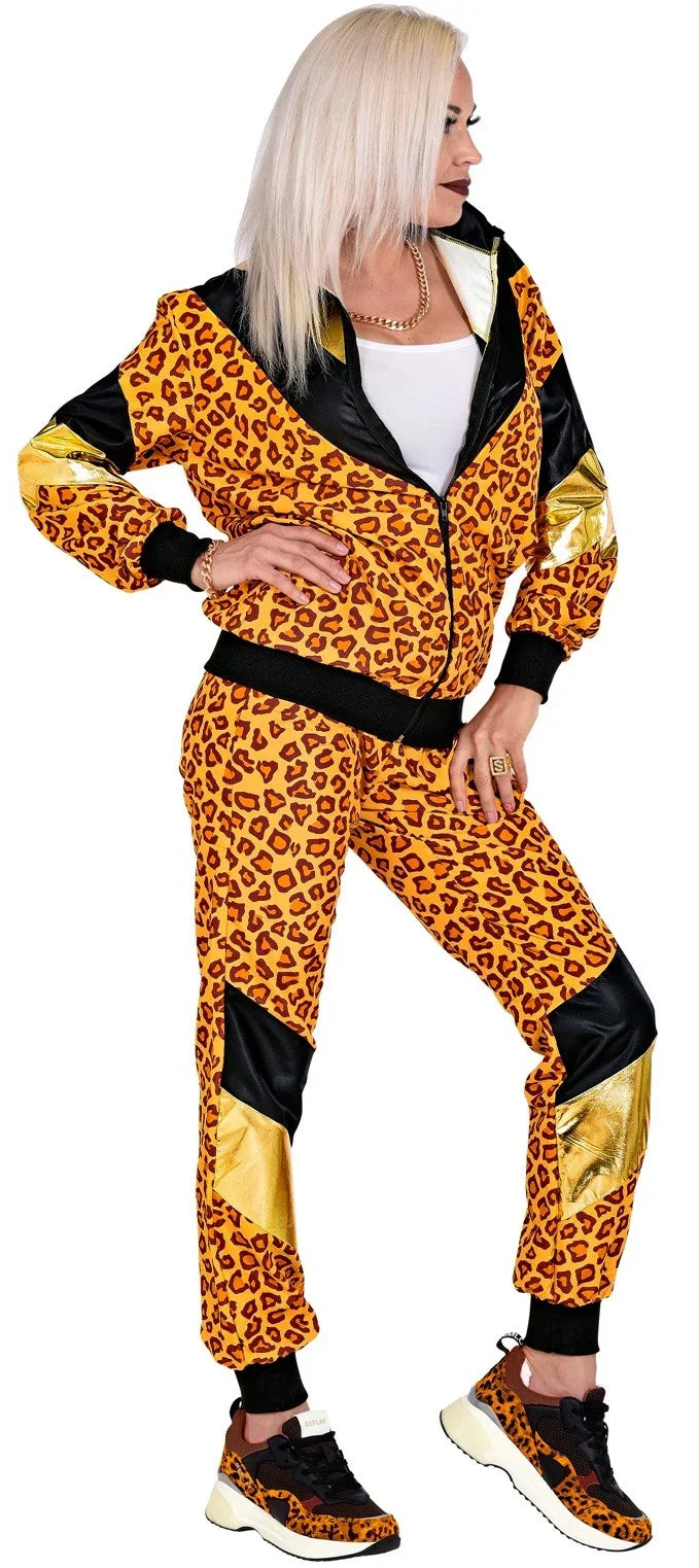 Disfraz Chándal de Táctel de Leopardo para Adulto Chándales de Táctel Años 80 Widmann