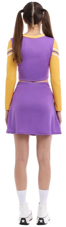 Disfraz de Cheerleader Púrpura y Amarillo para Mujer Animadoras Partilandia