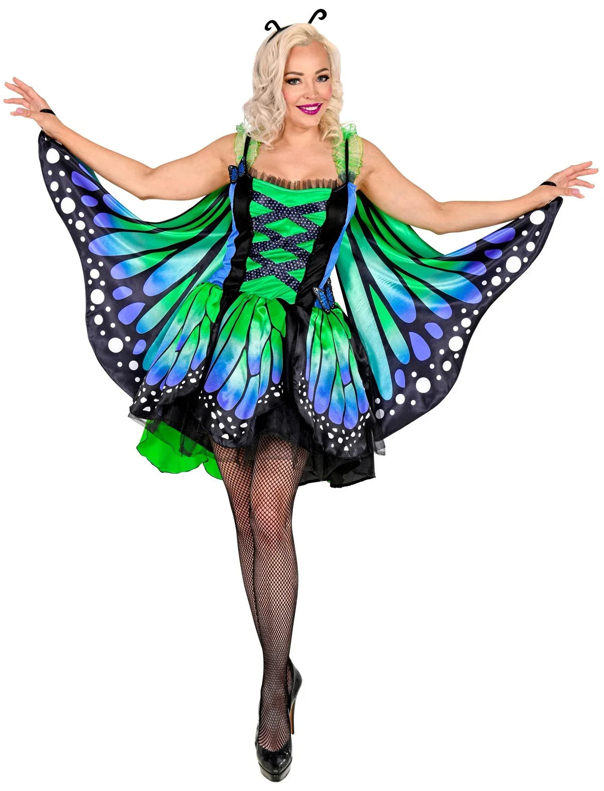 Disfraz de Mariposa con Alas Verde y Azul para Mujer Mariposa Widmann