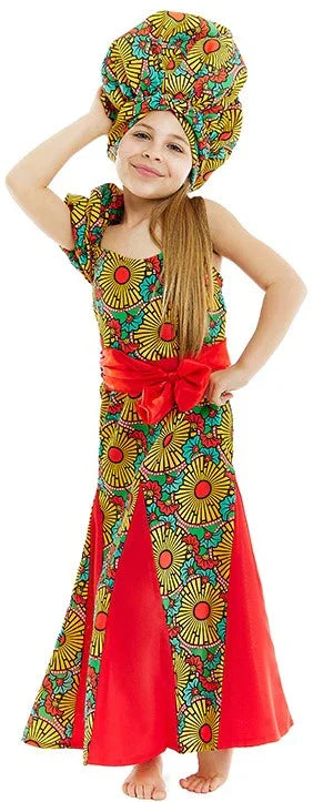 Disfraz de Africana con Estampado Floral para Niña Africanos Partilandia