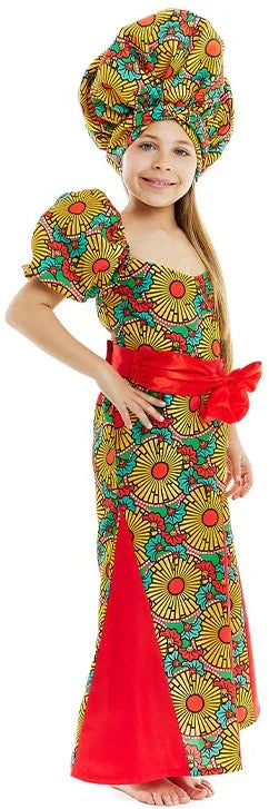 Disfraz de Africana con Estampado Floral para Niña Africanos Partilandia
