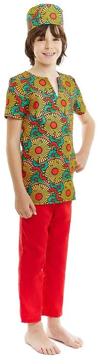 Disfraz de Africano con Estampado Floral para Niño Africanos Partilandia