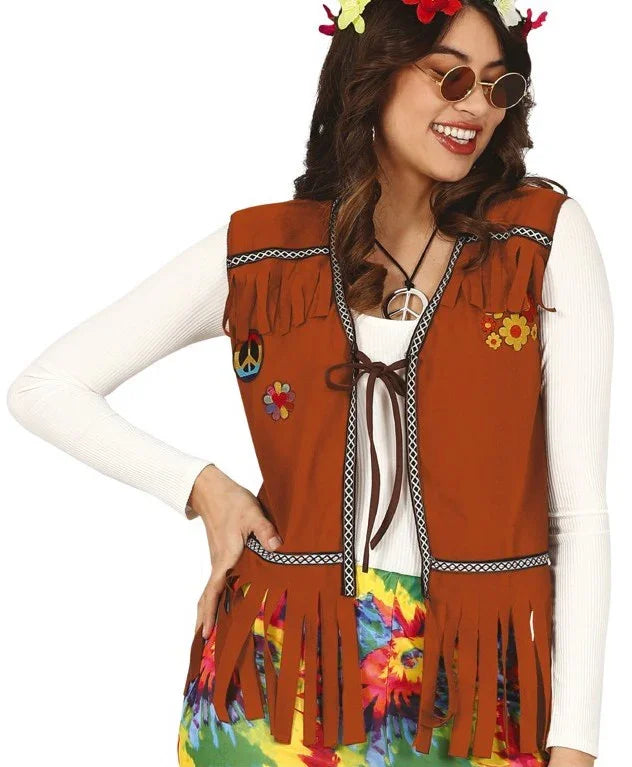 Chaleco de Hippie Marrón para Mujer Chalecos Guirca