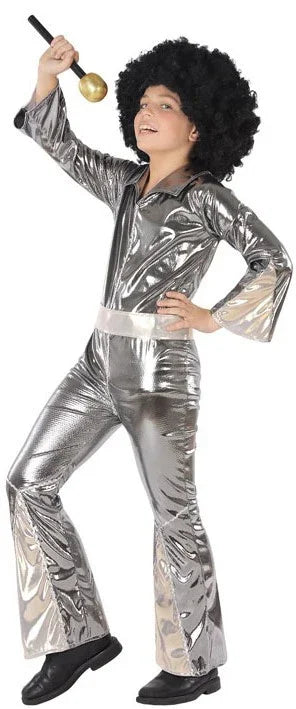 Disfraz Disco Plateado Años 70 para Niño Discotequeros Atosa