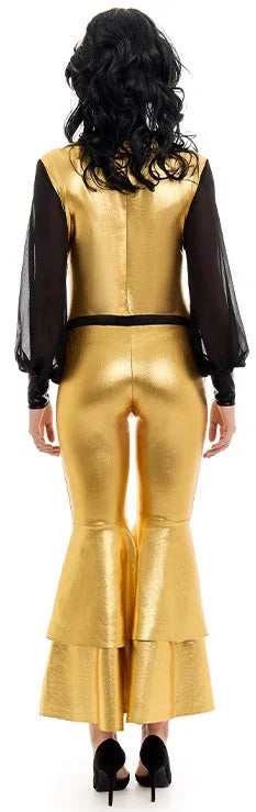 Disfraz Disco Años 70 Dorado y Negro para Mujer Disco Partilandia