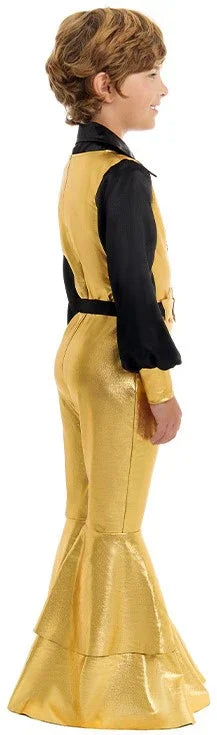 Disfraz Disco Años 70 Dorado y Negro para Niño Disco Infantiles Partilandia