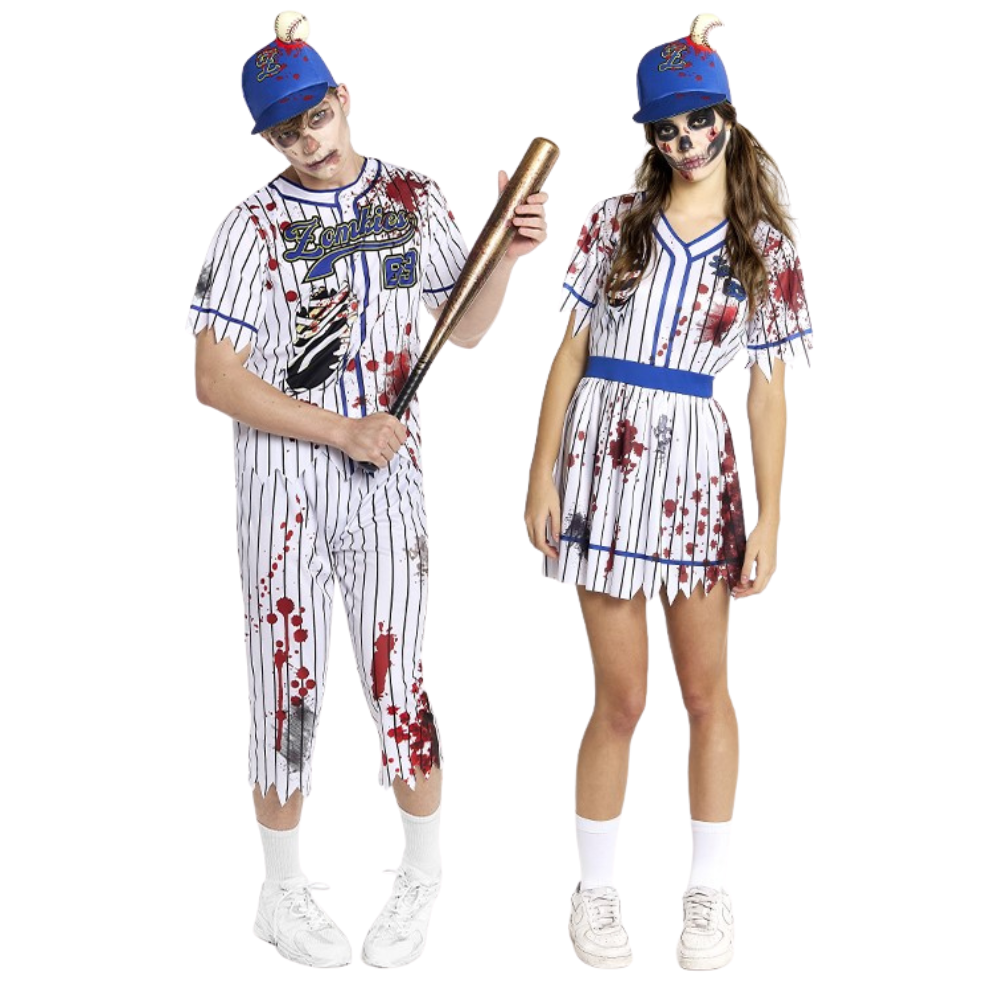 Disfraces en Pareja de Jugador de Béisbol Zombie