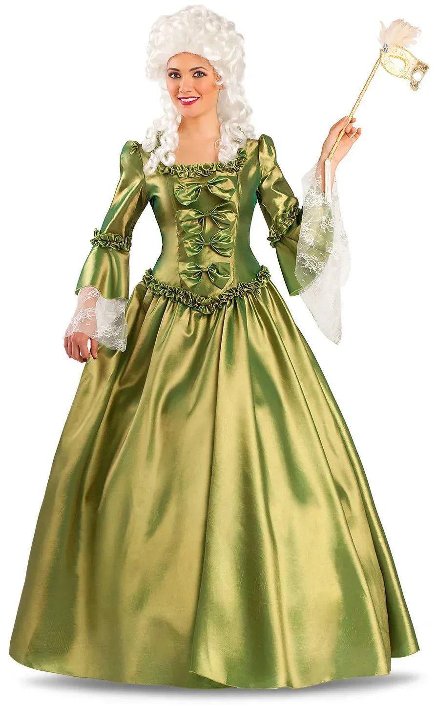 Disfraz de Baronesa Colonial Verde para Mujer Veneciano y Época Viving