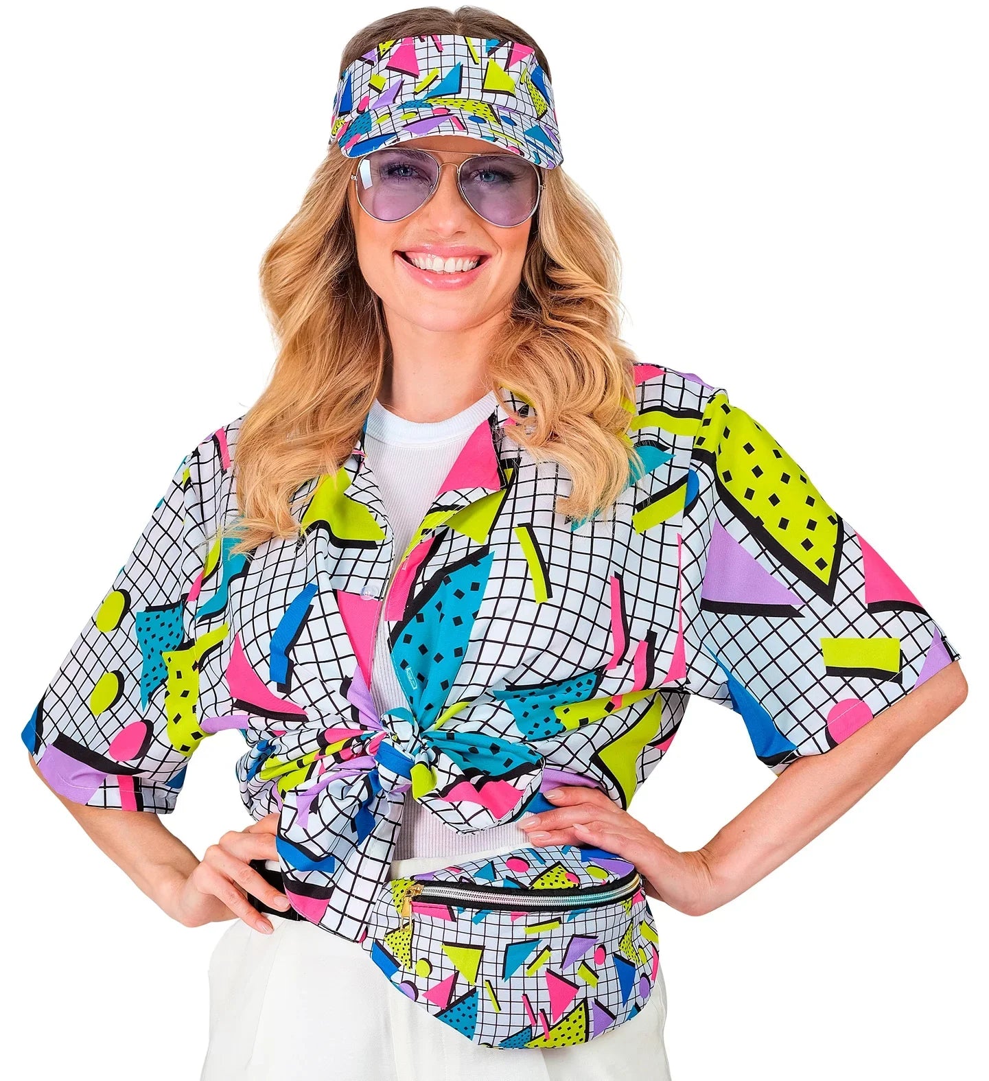 Camisa Funky Años 80 Blanca para Adulto Años 80 Widmann