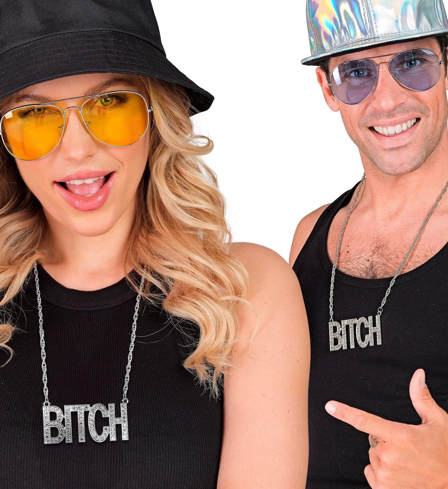 Collar Plateado con Colgante BITCH con Pedrería Collares, Colgantes y Gargantillas Widmann