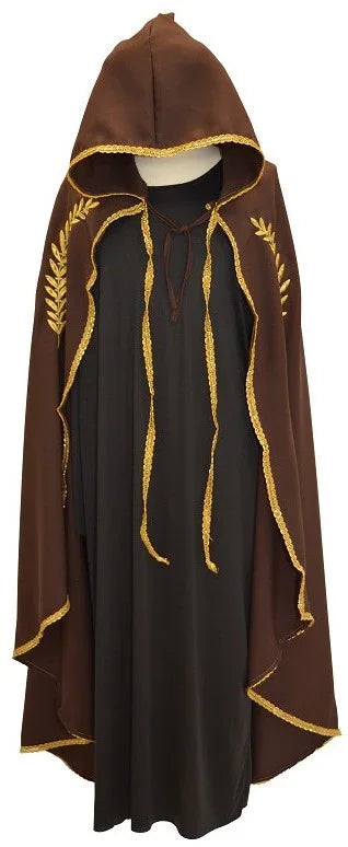 Capa Medieval Marrón con Espigas y Ribetes Dorados Capas Llopis