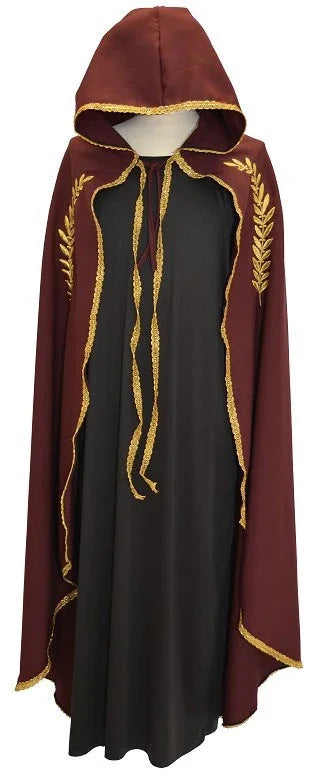 Capa Medieval Granate con Espigas y Ribetes Dorados Capas Llopis