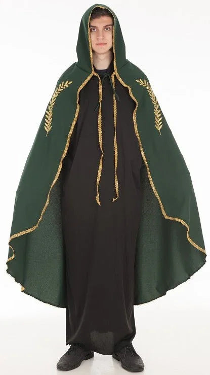 Capa Medieval Verde con Espigas y Ribetes Dorados Capas Llopis