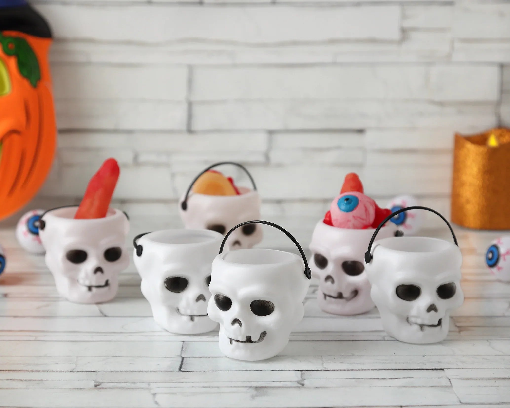Pack de 6 Mini Calaveras para Decoración de Halloween Calaveras Atosa