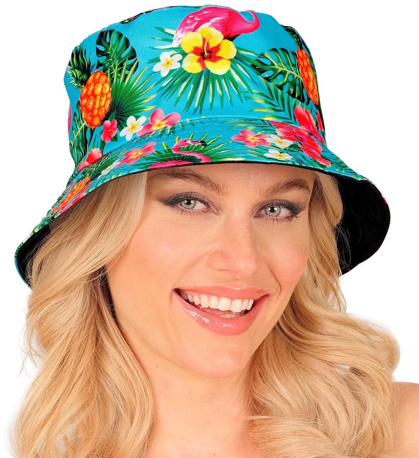 Gorro Pescador Azul com Estampado Havaiano