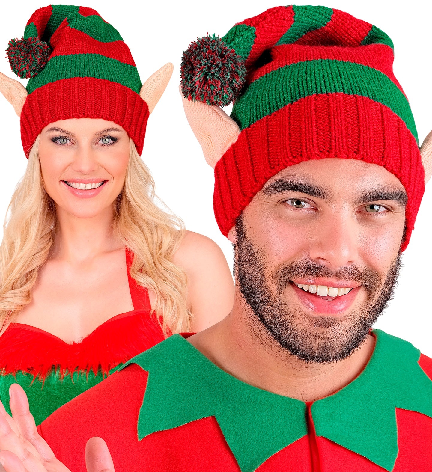 Chapéu de Duende Ajudante do Pai Natal em Tricô