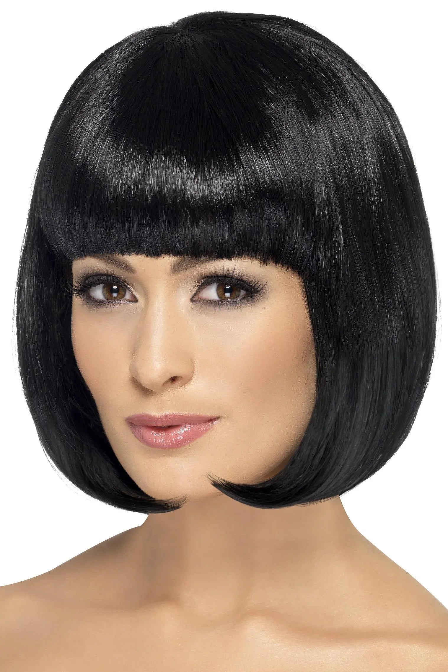 Peluca Morena Corte Bob con Flequillo Pelucas Morenas Smiffys