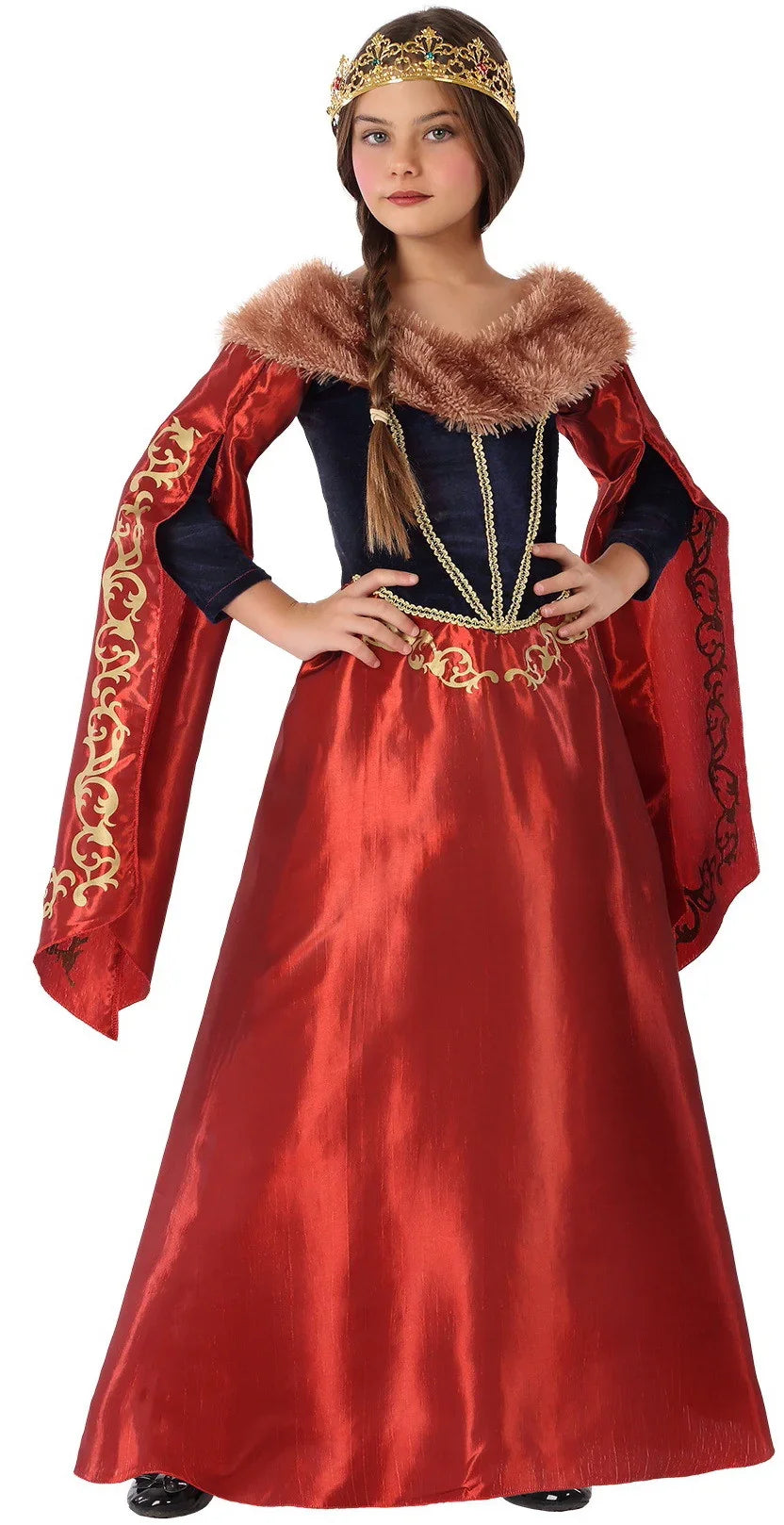 Disfraz de Reina Medieval Roja y Azul Infantil Medieval Infantiles Atosa