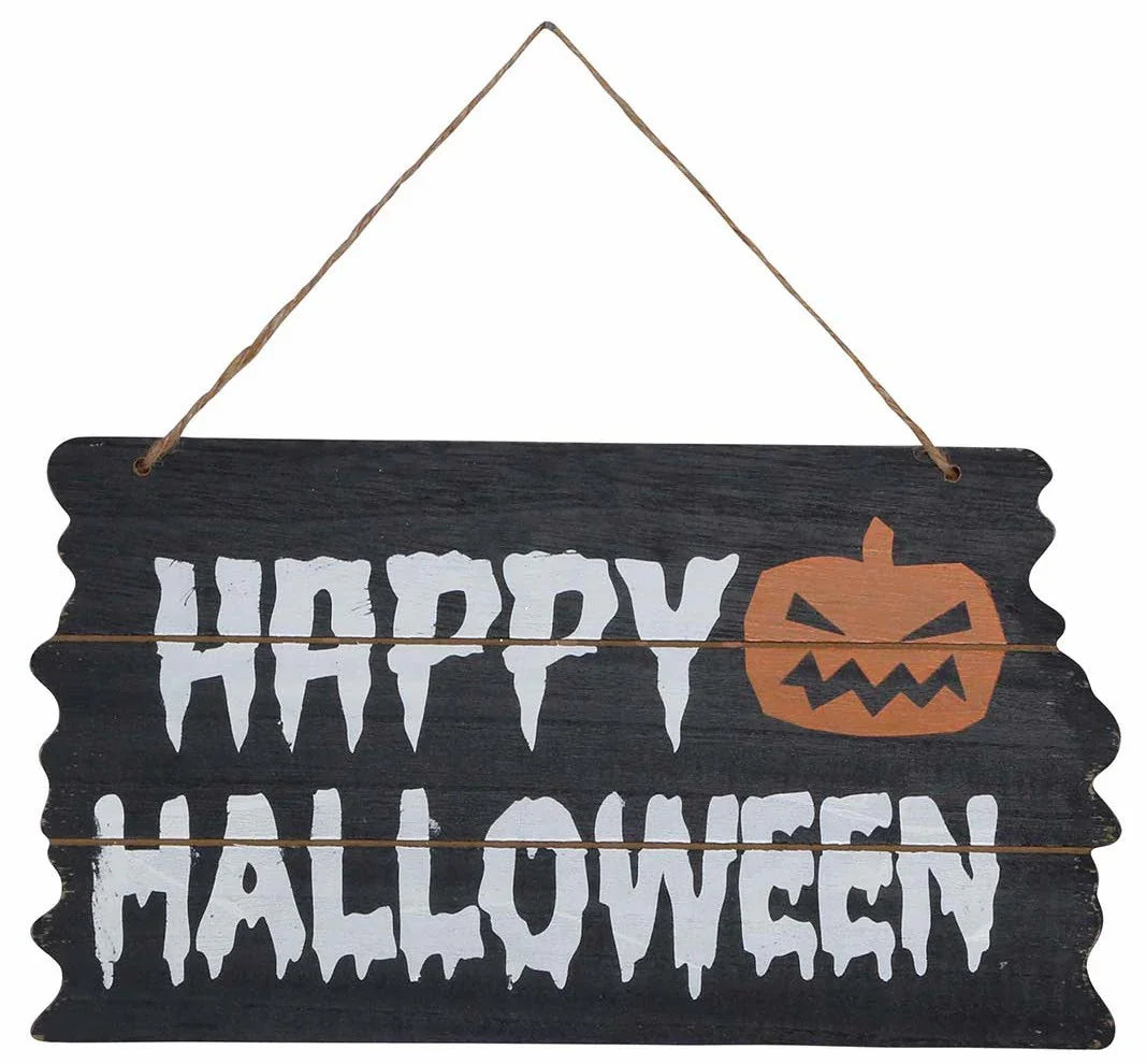 Cartel Happy Halloween Efecto Madera Decoración Halloween Guirca