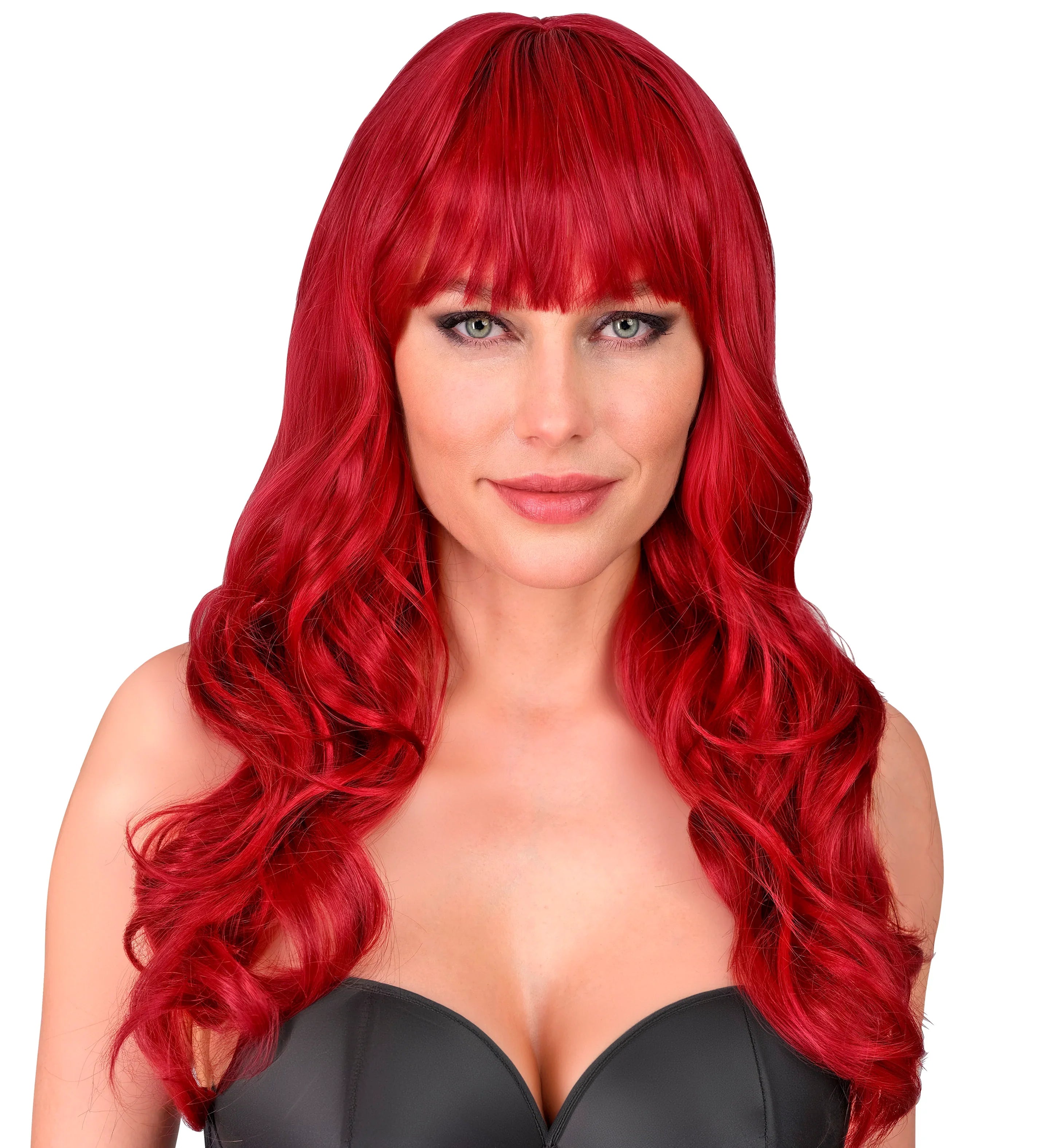 Peluca Caoba con Melena Larga Ondulada y Flequillo Recto Pelucas Pelirrojas Widmann