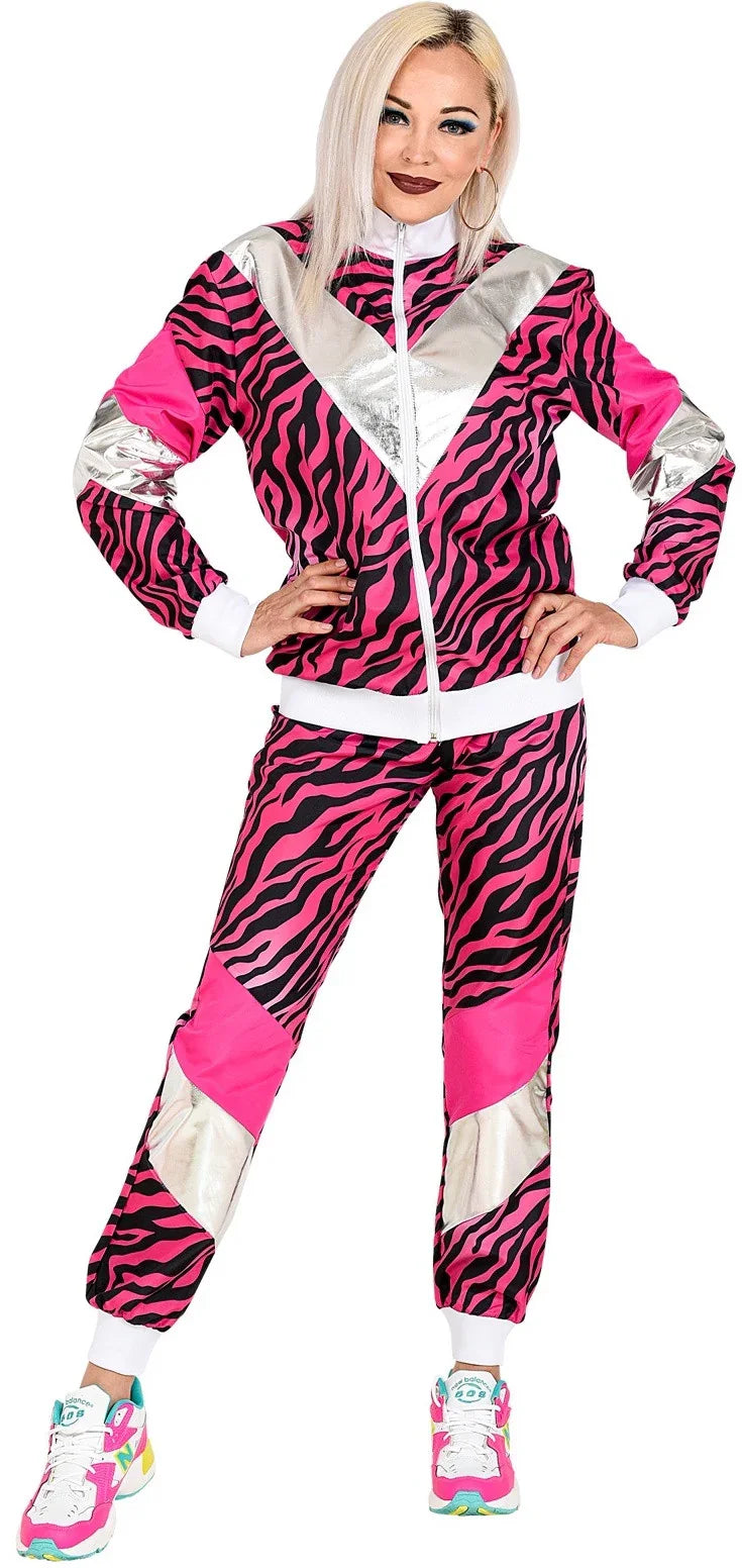 Disfraz Chándal de Táctel Atigrado Rosa para Adulto Chándales de Táctel Años 80 Widmann