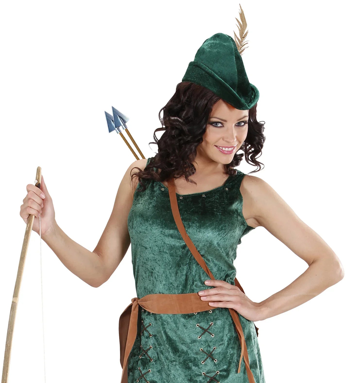 Gorro de Robin Hood Verde Oscuro con Pluma Complementos Robin Hood y Arqueros Widmann