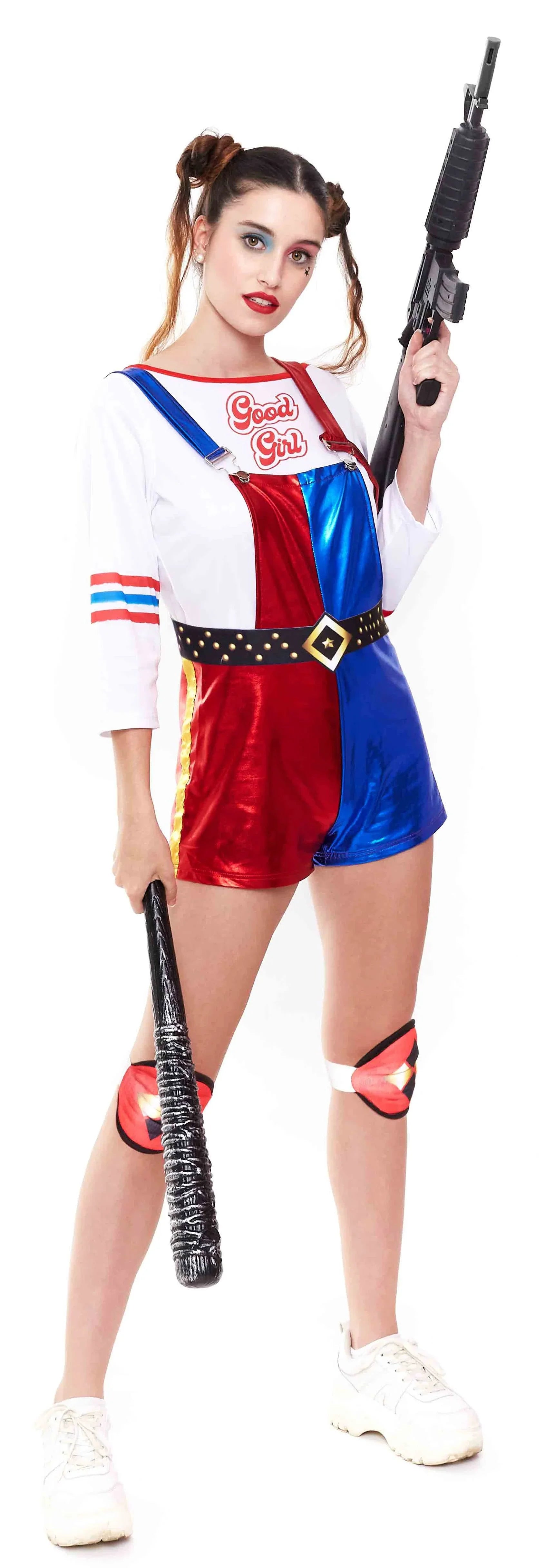 Disfraz de Harley Villana con Peto para Mujer Harley Quinn Partilandia