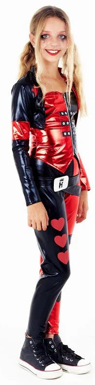 Disfraz de Harley Villana Negro y Rojo para Niña Harley Quinn Partilandia