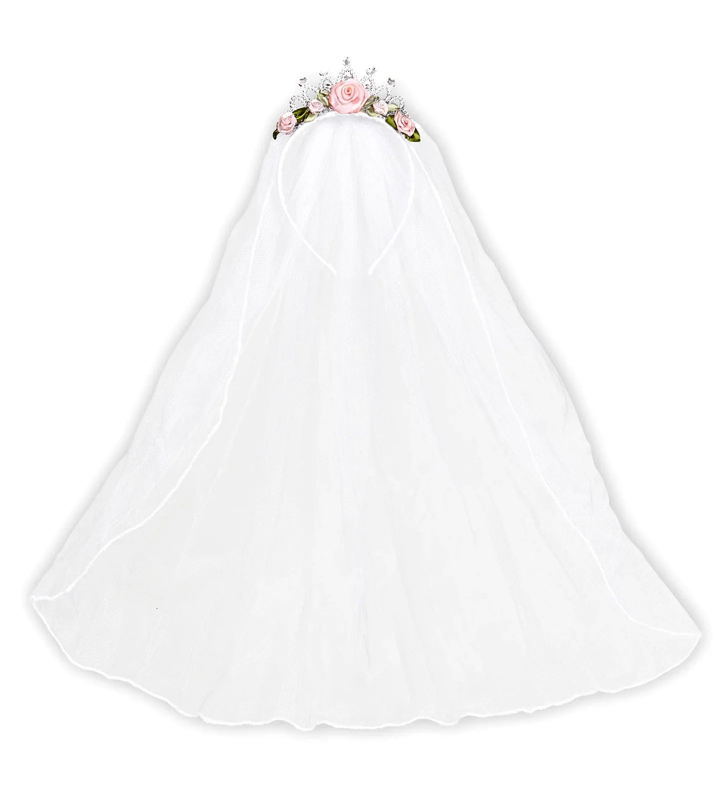 Tiara de Novia con Rosas y Pedrería con Velo Blanco Coronas y Tiaras Widmann