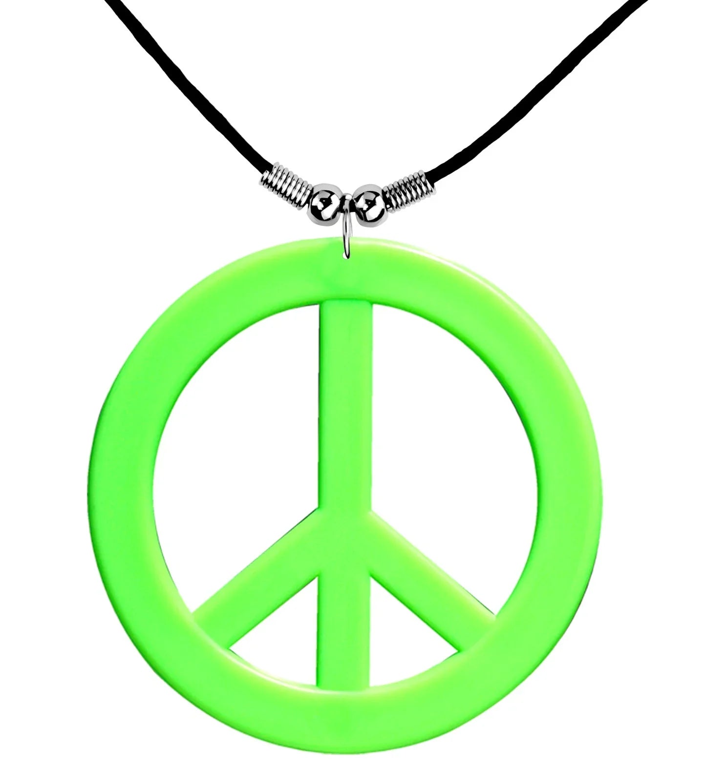 Colgante Hippie Verde Neón con el Símbolo de la Paz Complementos Hippies Widmann