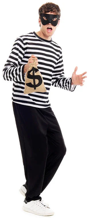 Camiseta Ladrón Rayas Negras y Blancas para Adulto Chaquetas, Chalecos y Camisas Partilandia