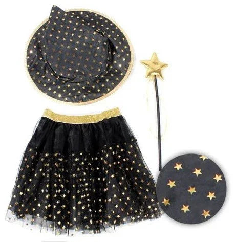 Kit de Bruja con Falda, Sombrero y Varita Infantil Brujas Partilandia