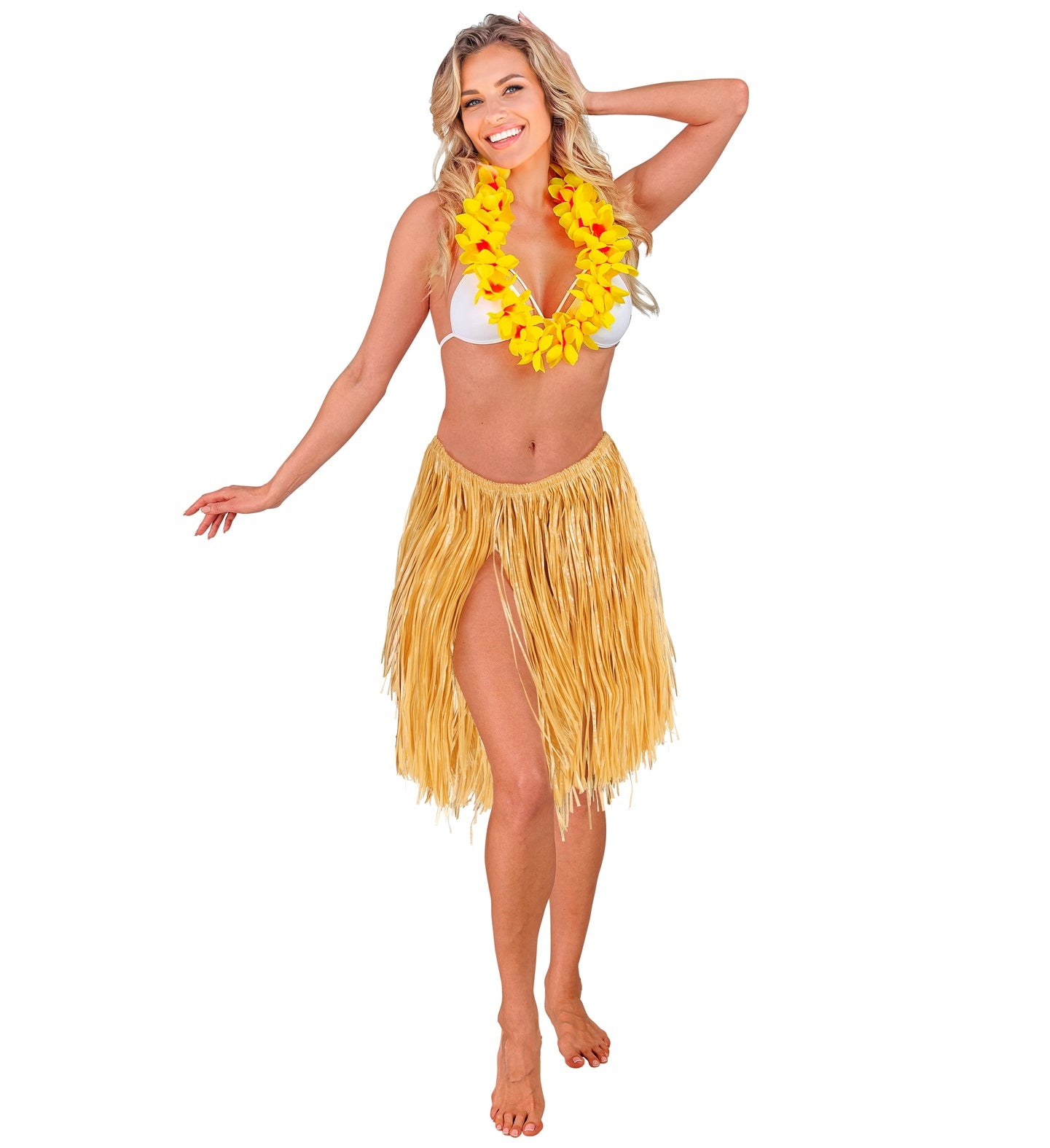 Falda Hawaiana Color Paja para Adulto
