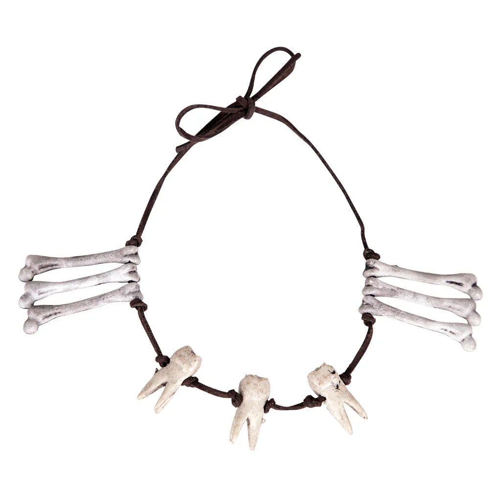 Collar con Dientes y Huesos Complementos Trogloditas y Cavernícolas EuroCarnavales