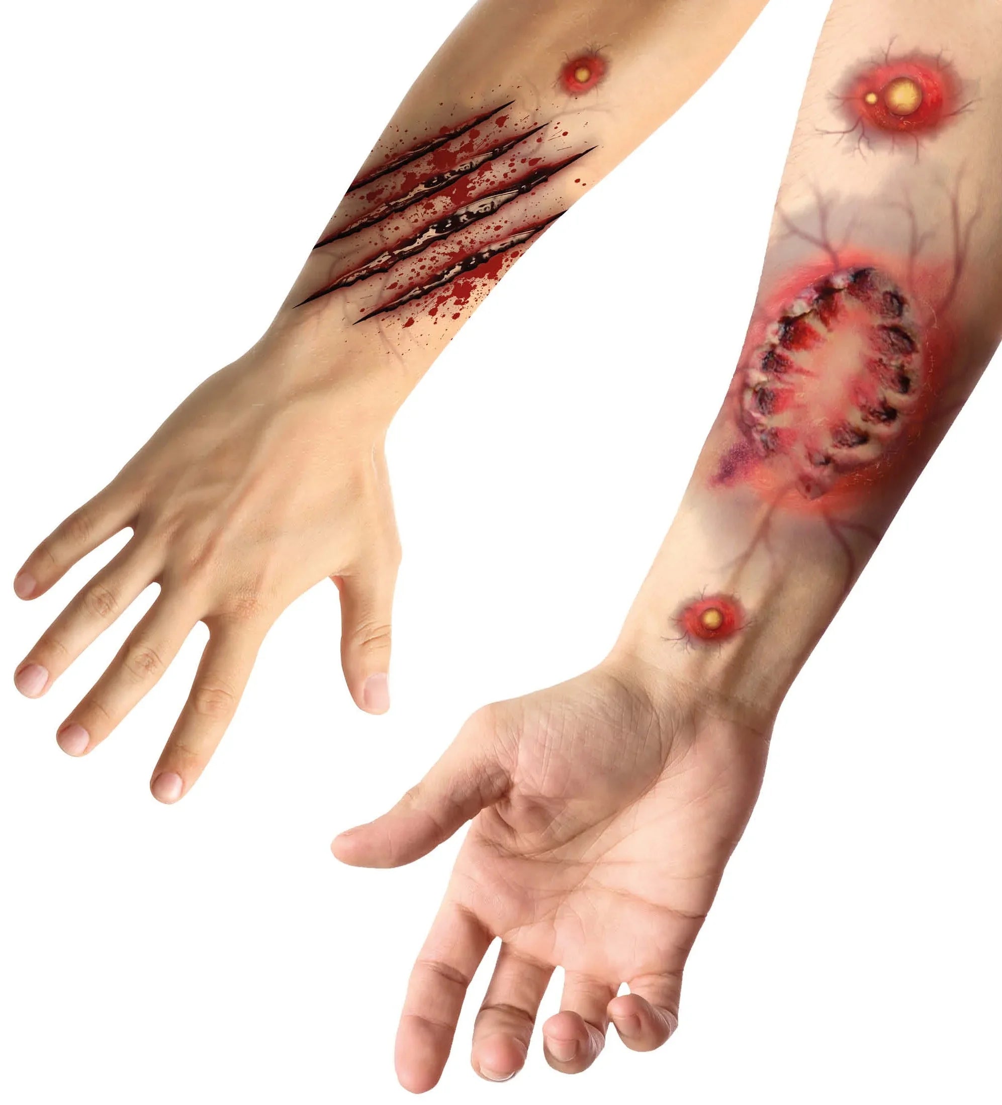 Tatuajes Adhesivos de Heridas de Mordisco y Arañazo Maquillaje Halloween Guirca