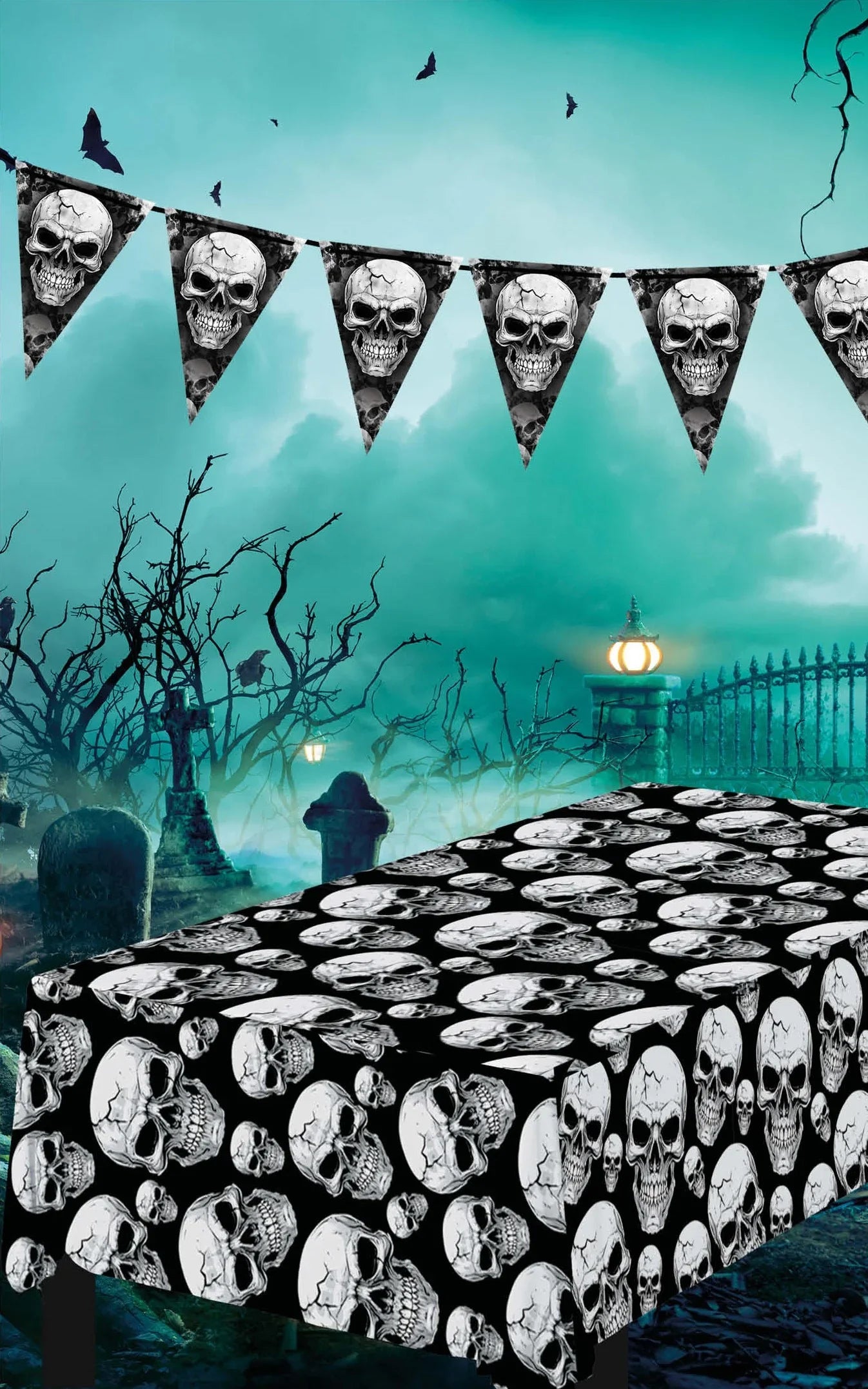 Mantel de Calaveras para Decoración Halloween Menaje Halloween Guirca