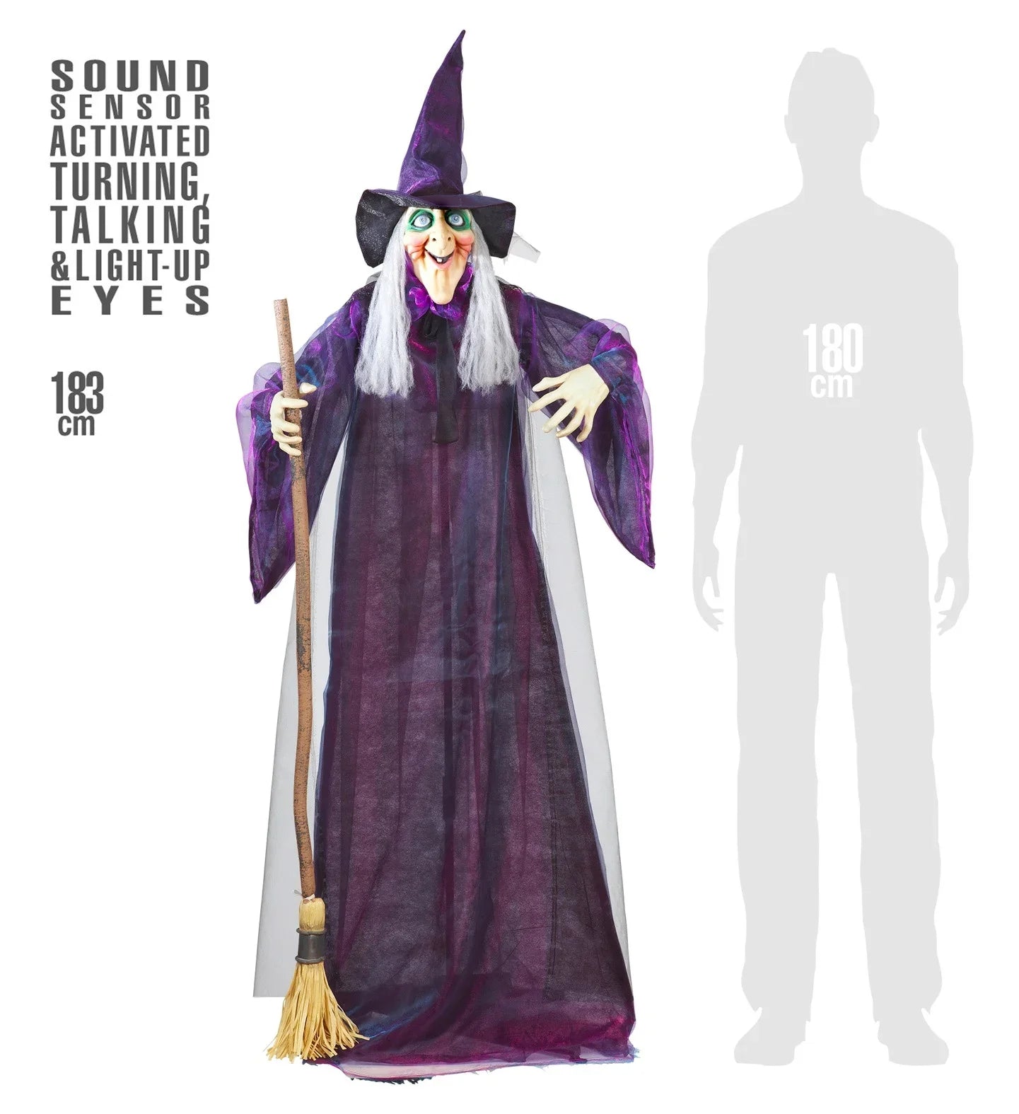 Bruja Decorativa con Luz, Sonido y Movimiento Decoración Halloween Widmann