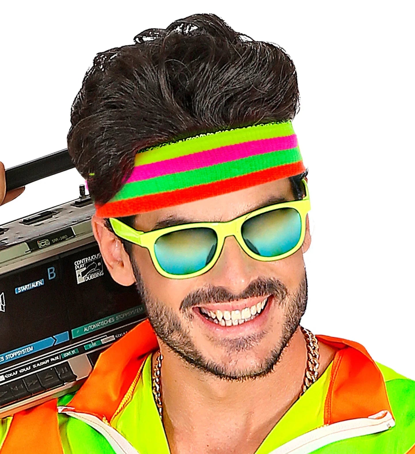 Cinta Años 80 Multicolor Neón para el Pelo Años 80 Widmann