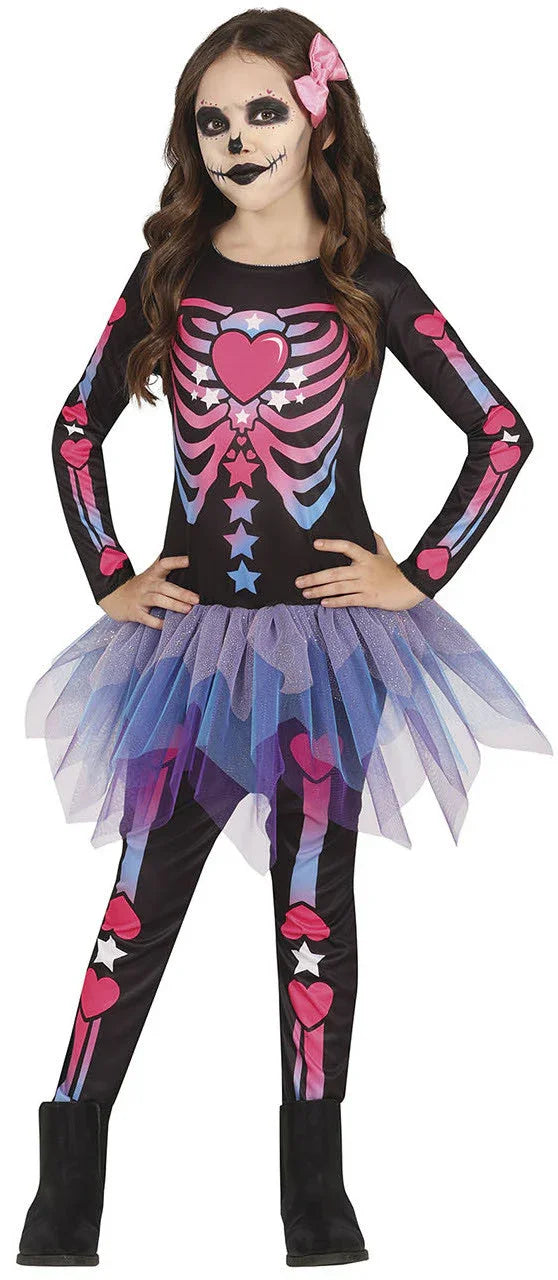 Disfraz de Esqueleto Colorido con Tutú Infantil Esqueletos Guirca
