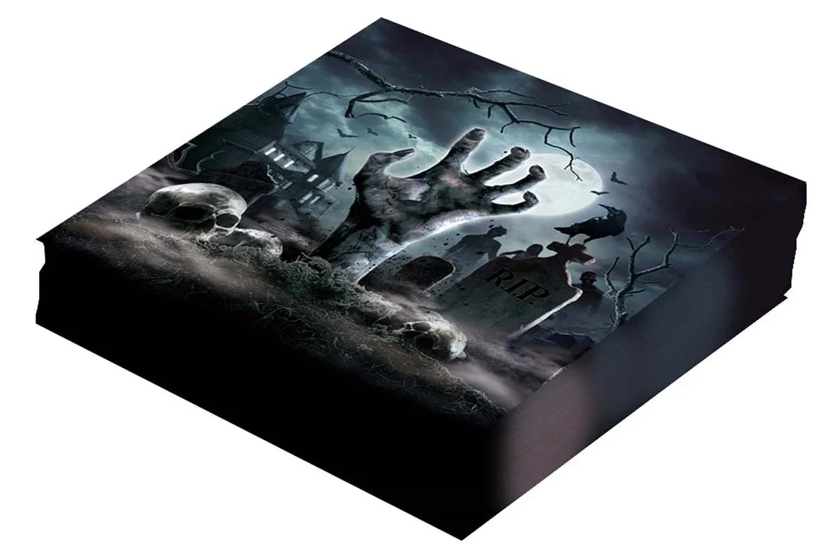 Pack de 12 Servilletas de Zombies en Cementerio Menaje Halloween Guirca