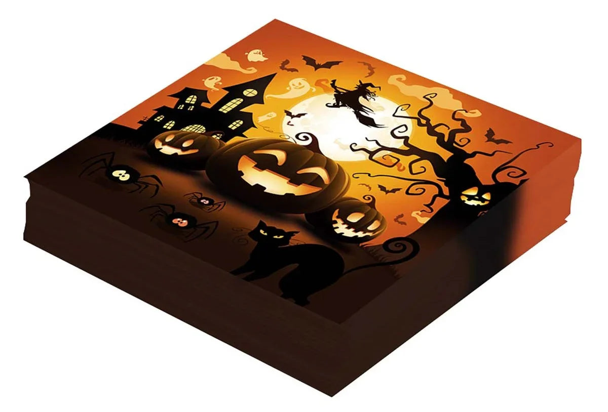Pack de 12 Servilletas de Calabazas de Halloween Menaje Halloween Guirca