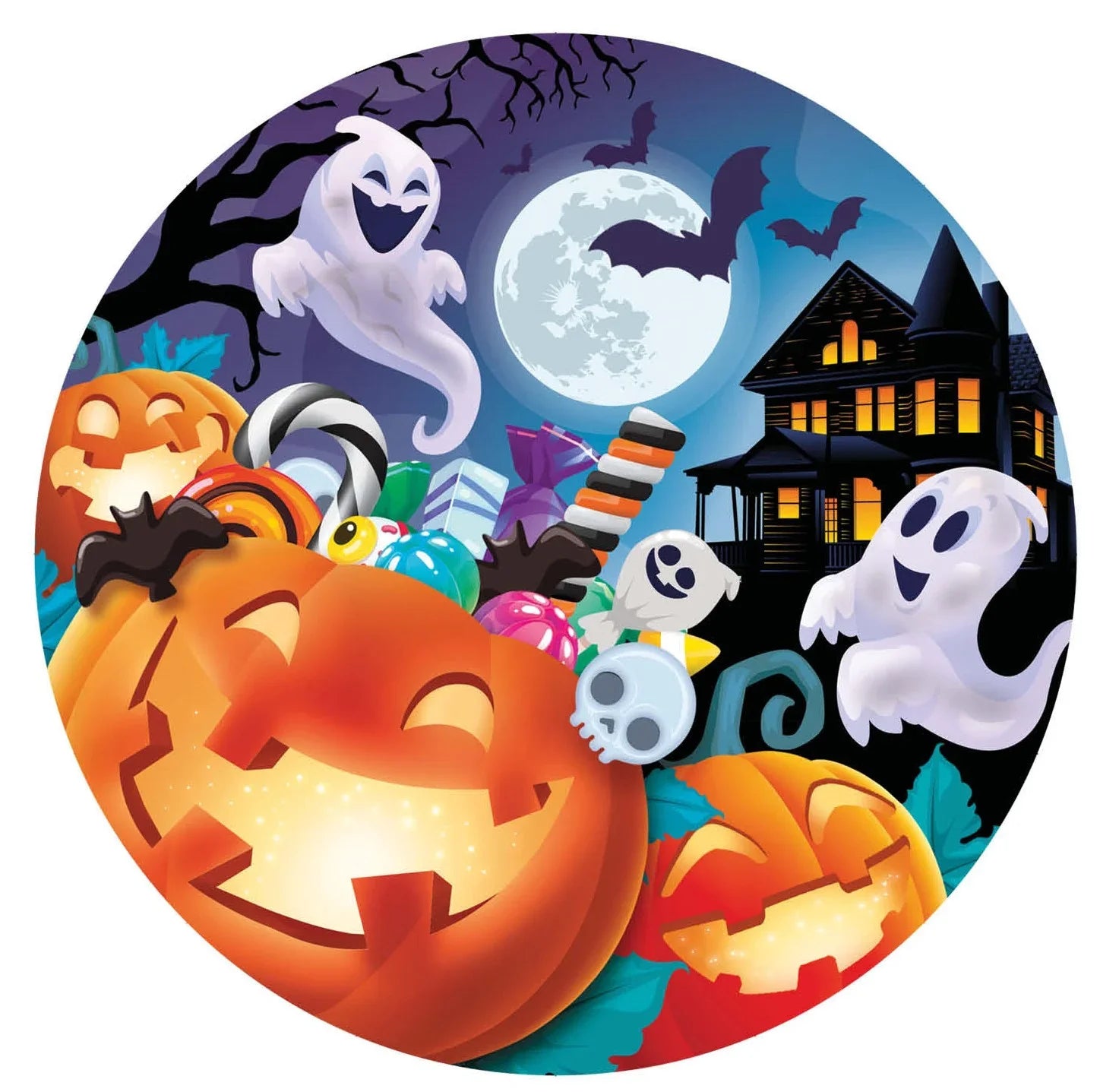 Pack de 6 Platos de Calabazas con Caramelos Menaje Halloween Guirca