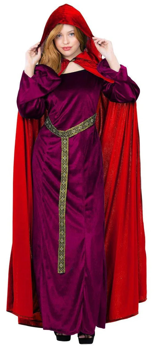 Capa Medieval Roja de Terciopelo con Capucha Capas Smiffys